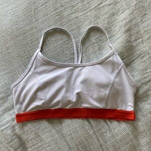 White and Orange Sports Bra